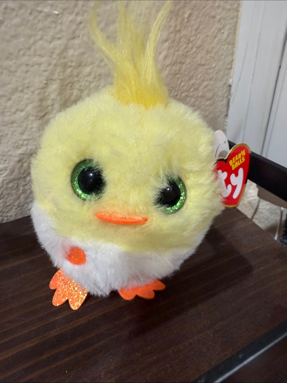 TY Beanie Babies Yellow Chick Plush Toy - Soft Green-Eyed Chick